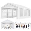 Homall - Gazebo da 4 x 6 m, resistente, con pareti laterali, impermeabile, in PE, con struttura in acciaio galvanizzato, tenda per feste, eventi, uso esterno, colore bianco