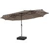 COSTWAY Ombrellone Doppio da Giardino 450 x 260 cm, con 48 Luci LED e Base, Ombrellone Rettangolare con Manovella, per Giardino Piscina Cortile (Caffè)