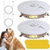 AMFUN Trappole per Pulci, 2 Pezzi Trappola per Pulci con 14 Dischi Adesivi, Lampada Elettrica Antipulci a 4 Modalità, Lampada Antipulci Non Tossica con Luce LED Calda e UV per Casa Tappeti