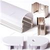 Aftertech® 3metri 2114B 21x14mm PROFILO ALLUMINIO PER STRISCE STRIP LED BARRA RIGIDA 3MT + COVER OPACA