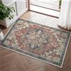GENIMO Vintage Tappeto Ingresso Interno 60x90cm - Piccolo Tappeto Soggiorno Lavabile Antiscivolo, Resistente, Facile da Pulire, Boem Carpet Per Camera da Letto Ufficio Entrata - Rosso Persiano Retro