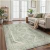 GENIMO - Tappeto Eco Vintage 160x230cm - Antiscivolo, Lavabile a Pelo Corto - Per Soggiorno, Camera da Letto, Ingresso - Verde Naturale