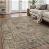 GENIMO Tappeto Boho Vintage Color Caffè in Pelo Corto - 160x230 cm, Lavabile in Lavatrice, Antiscivolo, Design Elegante per Interni