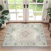 GENIMO - Tappeto Vintage 60x90cm - Antiscivolo, Lavabile, Con Pelo Corto - Per Corridoio, Ingresso, Camera - Verde Chiaro