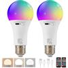 HARPER LIVING Lampadina LED ricaricabile con telecomando, attacco Edison E27, dimmerabile, 9 colori, lampada RGB A60, batteria da 2000 mAh, senza fili, per applique e lampade da tavolo