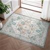 GENIMO Vintage Tappeto Ingresso Interno 60x90cm - Piccolo Tappeto Soggiorno Lavabile Antiscivolo, Resistente, Facile da Pulire, Boem Carpet Per Camera da Letto Ufficio Entrata - Vintage Verde Beige