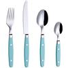 EXZACT Posate 24 pezzi in acciaio inossidabile - con manici per rivetti/stile retrò - 6 forchette da tavola, 6 coltelli, 6 cucchiai, 6 cucchiai da tè -Serve 6 (Turchese)