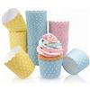 COONE 150 pirottini di carta, 5 x 6 x 4,7 cm, rosa, blu, giallo | Mini pirottini di carta per muffin, motivo a pois, per compleanni, matrimoni, caramelle, feste