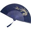 GFM® - Ventaglio pieghevole portatile in bambù e seta, stile giapponese/cinese, per estate, matrimonio, festa (MR-E) (F10-Fiore di ciliegio giapponese) (FAN-F10-21)