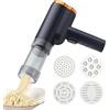 Genérico Macchina Elettrica Per Pasta - Batteria 2000 mAh, 1500 N, Pistola Per Noodle A Mano, Estrusore Senza Fili | Strumento Da Cucina Portatile In Acciaio Inossidabile, 5 Teste D