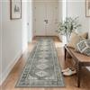GENIMO - Tappeto Vintage 80x300cm - Antiscivolo, Facile da Pulire, Con Pelo Corto - Per Corridoio, Soggiorno - Grigio Scuro