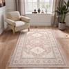GENIMO - Tappeto Boho Vintage 120x170cm - Lavabile in Lavatrice, Antiscivolo, Pelo Corto - Per Camera da Letto, Soggiorno, Sala da Pranzo - Beige Rosa Antico