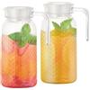 Lrocotanc 2 Pezzi Brocche da 1 Litro con Coperchio e Manico, Caraffe in Plastica Trasparente, Brocca per Succo, Acqua, Tè, Caffè, Latte e Vino, per Bevande Calde e Fredde