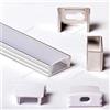 Aftertech® 3metri 1807 17x7mm PROFILO ALLUMINIO PER STRISCE STRIP LED BARRA RIGIDA 3MT + COVER OPACA