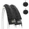 Ecovelo' 2 COPERTONI 26 X 1.75 (47-559) + CAMERE PNEUMATICI BIANCONERI STRADALI BICI BICICLETTA SLICK CITY BIKE