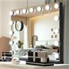 YU YUSING Specchio Trucco con Luci Hollywood, 58X45cm Specchio 15 Lampadine Led Trucco USB, 3 Temperature di Colore, Specchio da Tavolo 10X, Specchio Cosmetico da Parete, Controllo Tattile, Nero