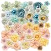 YiiHHooN Mini Teste di Fiori Artificiali, 50 Pezzi Fiori Gialloverdi per Lavoretti, Piccole Decorazioni Floreali in Tessuto Come Capolini per Interni Compleanno Matrimonio Festa