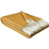 STTS International Coperta in lana vergine al 100%, in diversi colori; copriletto in lana vergine Tirol, giallo senape Zick-Zack, 140 x 200 cm