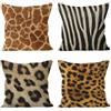 Ethereval Lino Copricuscini Foglie Federa per Cuscino Termico 4Pcs, Leopardato Copricuscini Sedie Federe per Cuscino da Viaggio Federe Premiumtouch 40x40cm