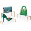 NowPE Espositore in Acrilico per Borsa e Scarpa, 4mm Spessore Risers Stand Trasparente con Bordo Oro, 3 Pezzi Lusso Portafoglio Gioielli Perfume Display Showcase per Armadio Venditore al Dettaglio Store