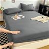 Stfery Set Di Lenzuola E Federe 220x180 Completo Lenzuola Super King Size 3 Pezzi in Cotone Lavato, Tinta Unita, Grigio