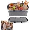 Yitobici Cestino per la spesa pieghevole, cestino refrigerante, cestino da picnic isolato, cestino da trasporto, borsa termica portatile con manici imbottiti, per shopping, viaggi e picnic, 18 L (grigio)