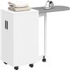 HOMCOM Mobile Asse da Stiro 2 in 1 con Ruote di Freno, Mobile da Stiro Multiuso con Ripiano Regolabile e Chiusura Soft Close, per Lavanderia, Bagno, 128x43x83 cm, Bianco