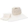 Casatessile Set Lavette Bagno con Cestino TALLIN Asciugamani Ospiti, Lavette Spugna Cotone per Viso Bidet, Bambini - Panna