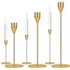 Shyllin Set di 3 Porta Candele da Tavolo 33/28/22cm, Portacandele Oro in Metallo, Candelabro Moderno, Portacandele Matrimonio Pranzo, Natalizio Candelabri (Gold)
