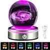 BORDEAG Sfera di cristallo 3D, luce notturna, sistema solare 3D, sfera di cristallo con LED, luce notturna colorata, 8 cm, con base in legno, per San Valentino, compleanno