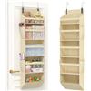 Lifewit Portaoggetti da Appendere con 4 Tasche Laterali e 2 Ganci, Organizer Appendere, Capacità 18 kg (40 lbs), Mensole Porta per Camera da Letto, Bagno, 5 Ripiani, 5 Scomparti, Beige
