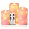 Da by 3 Candele LED Rosa in Cera Naturale, Luci Fatate Avvolgenti, Fiamma Tremolante Ultra Realistica, 1 Telecomando, Misure Assortite, Riutilizzabili per Decorazioni Interno ed Esterno
