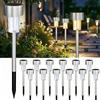 Jsdoin 12 luci solari da giardino, paletti da giardino, in acciaio inox, luci solari a LED, impermeabili, accensione e spegnimento automatico, illuminazione per vialetti, patio, esterni, prato