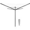 Brabantia - Stendibiancheria a Ombrello Lift-O-Matic - 50m di Spazio per Stendere - Regolabile Lavoro All'altezza (129-187 cm) - con Picchetto 45mm - Anthracite - ø 295cm