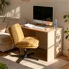 MEUBLE COSY Sedia da Ufficio Girevole Regolabile in Altezza, Poltrona da Scrivania Seduta in Tessuto per Studio, Funzione di Inclinazione Libera, Senza Ruote, Giallo