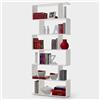 Bricozone Friburgo Plus Libreria da Terra, Design Moderno, Libreria A 7 Ripiani, 192 x 80 x 25 cm, Bianco