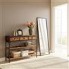 FurnitureR Mobile consolle per corridoio, struttura in metallo con ripiani in MDF e 3 cassetti in tessuto non tessuto, mobile d'ingresso con stazione di ricarica, versatile e durevole per il corridoio