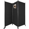 VOUNOT® Separe Divisorio Interno a 3 Pannelli con Ruote, Paravento Pieghevole Autoportante Privacy per Salotto, Camera da Letto e Ufficio, 262 x 30 x 180 cm, Antracite