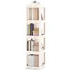 FANTASK Libreria girevole a 360°, scaffale da cucina a 3 ripiani, con piedini antiscivolo e pannelli trasparenti, scaffale sottile per soggiorno e studio (bianco, 36,5 x 36 x 141,5 cm)