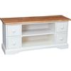 Biscottini Mobile TV Bianco Shabby Chic 129,5 x 60,5 x 40,5 cm Made in Italy - Mobili Porta TV Legno massello di Tiglio - Mobile TV Soggiorno - Mobili TV