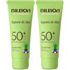 Bilboa, Sapore di Aloe, Crema Solare SPF 50+ da Viaggio, con Profumo di Aloe Vera, Ideale per Pelli Sensibili, Texture Fresca e Leggera, Resistente all'Acqua, Formato Viaggio, 75 ml (Confezione da 2)