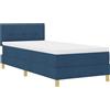 vidaXL Letto boxspring con illuminazione a LED vidaXL, strisce luminose blu, 90 x 200 cm, rivestimento in tessuto