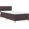 vidaXL Letto boxspring a LED vidaXL con testiera, marrone scuro, 90 x 190 cm, tessuto