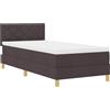 vidaXL Letto boxspring a LED vidaXL con testiera, marrone scuro, 90 x 200 cm, tessuto
