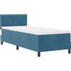 vidaXL Letto matrimoniale con box e testiera imbottita, illuminato a LED, blu scuro, 80 x 200 cm, rivestito in velluto