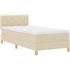 vidaXL Letto boxspring a LED vidaXL con cuscini, color crema, 100 x 200 cm, tessuto