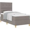 vidaXL Letto a molle inscatolate con testata in tessuto taupe 80 x 200 cm