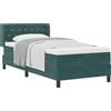 vidaXL Letto boxspring vidaXL con testiera, verde scuro, 190 x 90 cm, velluto