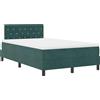 vidaXL Letto imbottito con base a molle LED, con testiera, verde scuro, 120 x 200 cm, in velluto