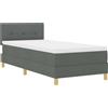 vidaXL Letto boxspring a LED vidaXL con testiera, grigio scuro, 80 x 200 cm, tessuto